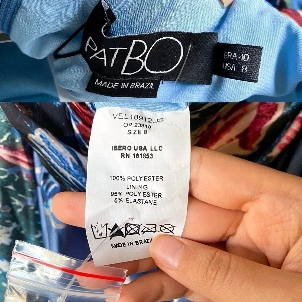 PatBO Gilly Print Cut-Out Maxi Dress Floral Satin Blue Pink Size 8 NWT - Picture 3 of 13